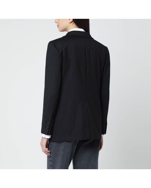 VI TO VI Black Pinstripe Lurex Double-Breasted Jacket