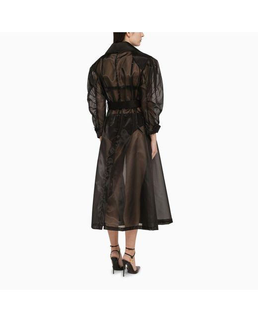 Dolce & Gabbana Black Semi-transparent Silk Blend Coat
