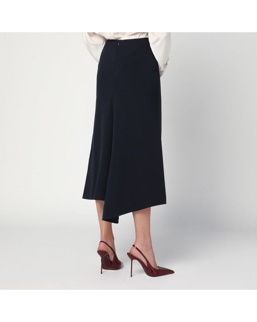 Victoria Beckham Navy Blue Skirt In Wool Blend