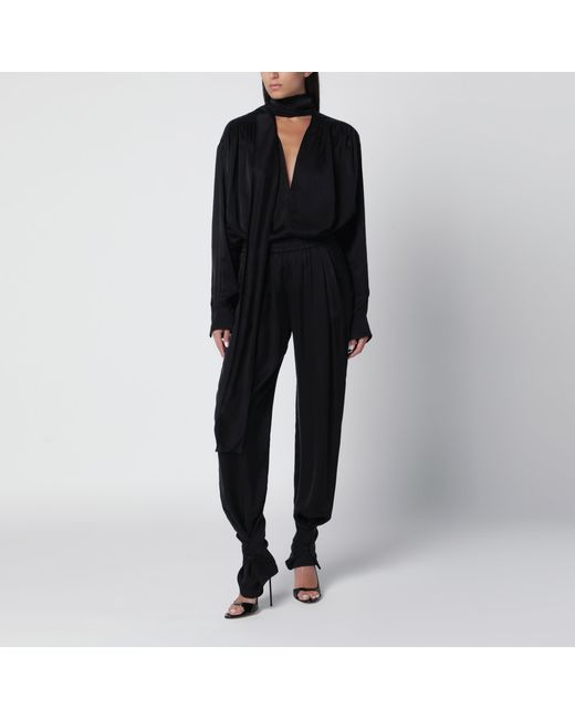 ANDAMANE Black Mathilda Cupro Satin Blouse