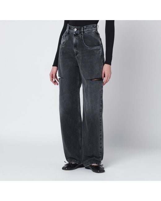 Maison Margiela Black Washed Jeans With Side Rips