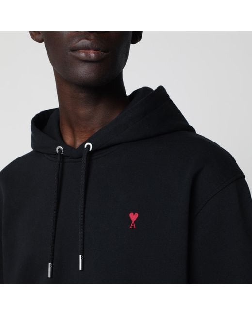 AMI Black Ami De Coeur Hoodie for men