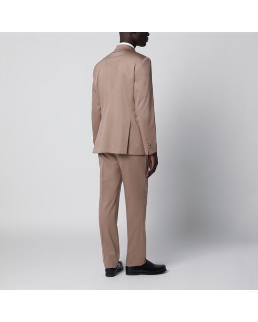 Tagliatore Brown Double-Breasted Wool-Blend Suit for men