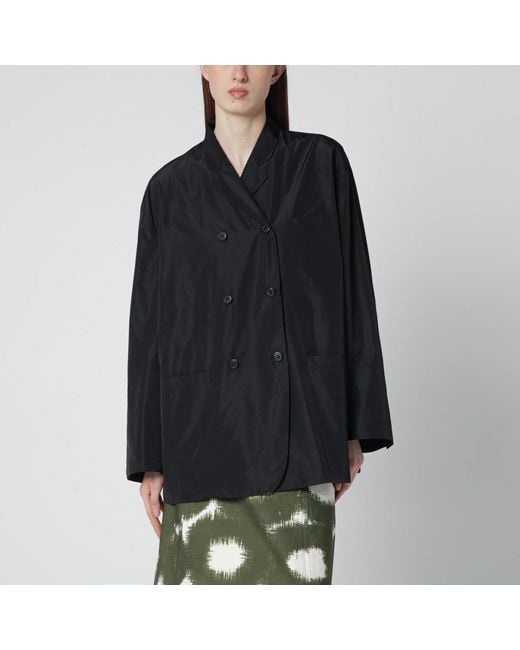 Prada Black Double-Breasted Technical Taffeta Jacket