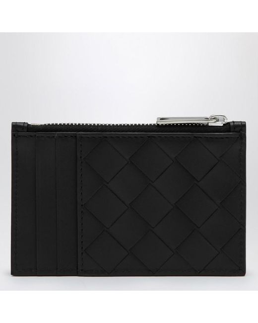 Portacarte in pelle con motivo intrecciato di Bottega Veneta in Black da Uomo