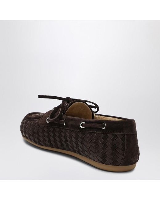 Miu Miu Black Leather And Suede Woven Moccasins