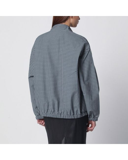 Prada Blue Reversible Light Jacket With Check Pattern