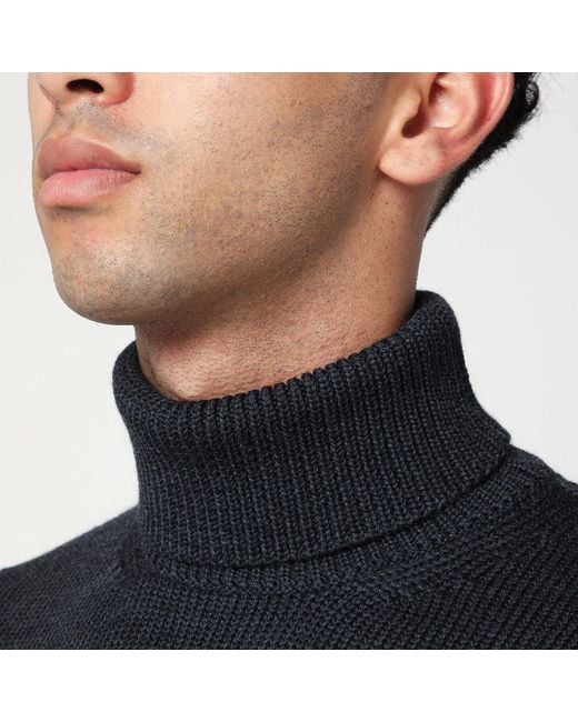 Roberto Collina Blue Anthracite Wool Turtleneck Sweater for men