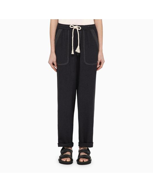 Isabel Marant Black Silk Trousers With Drawstring
