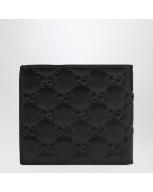 Gucci Black Gg Emblem Bi-Fold Wallet With Coin Pocket for men