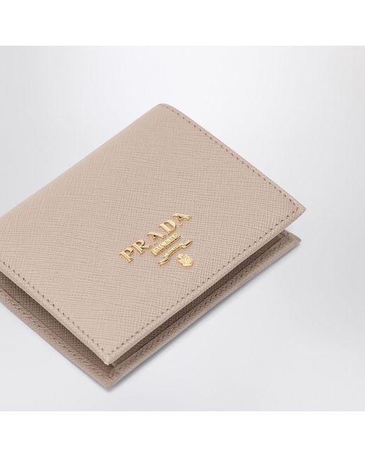 Prada Brown Small Powderpink Saffiano Wallet