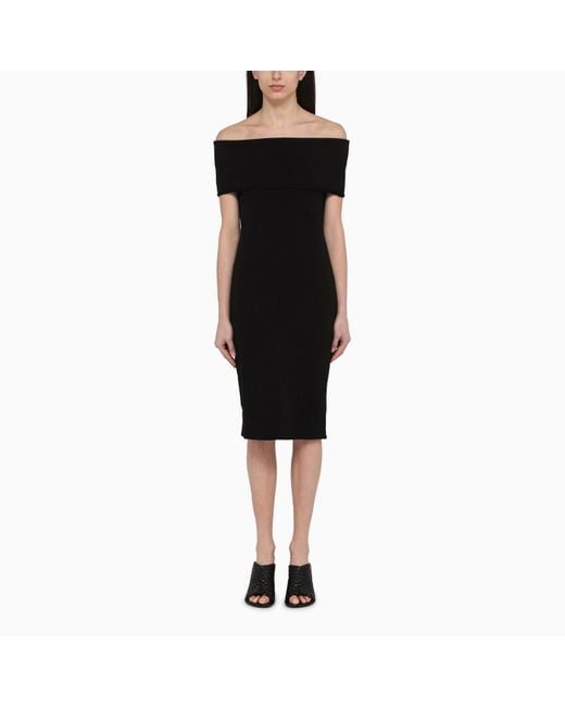 Bottega Veneta Black Dress With Bare Nylon Shoulders