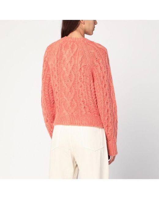Isabel Marant Red Rust Yara Openwork Knit Cardigan