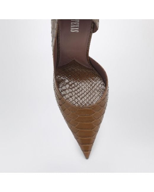 Paris Texas Brown Vera 105 Coffee-Colored Pumps With Python-Effect