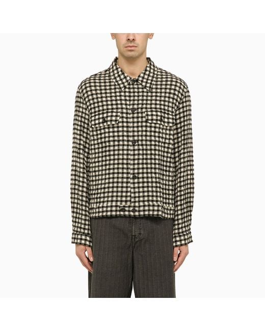 Our Legacy Black Cotton Blend Checked Shirt Jacket for men