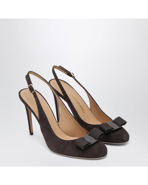 Ferragamo Brown Vara Bow Slingbacks Dark