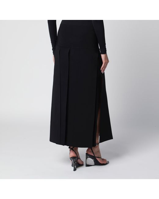 Alaïa Black Pleated Midi Skirt