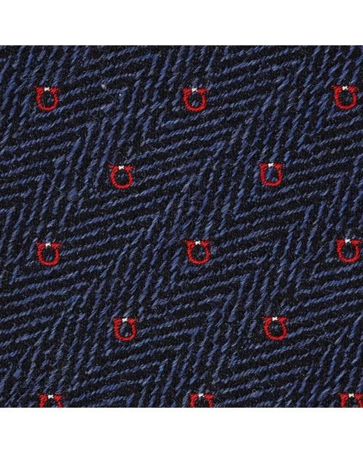 Ferragamo Blue Gancini Chevron Tie for men