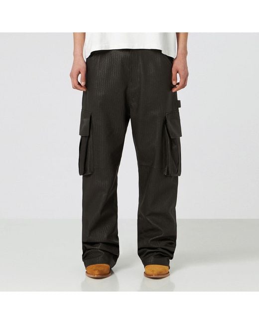 1989 STUDIO Black Intreccio Leather Cargo for men