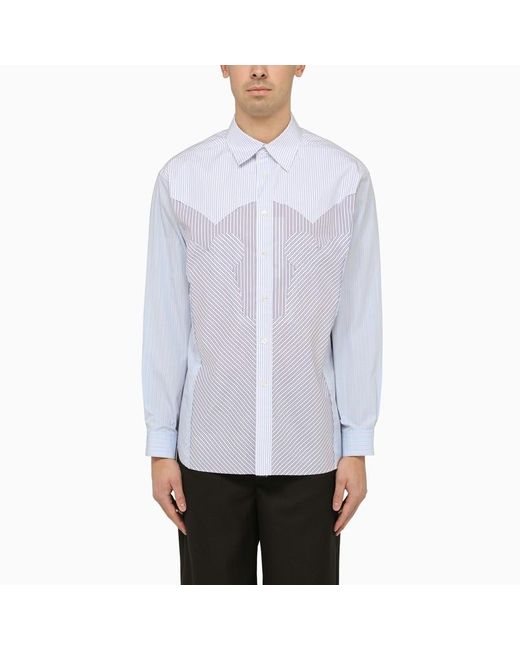 Camicia a righe bianca/azzurra in cotone di Maison Margiela in White da Uomo