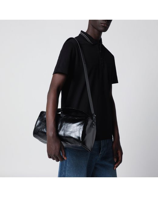 Prada Black Leather Bag With Glossy Finish for men