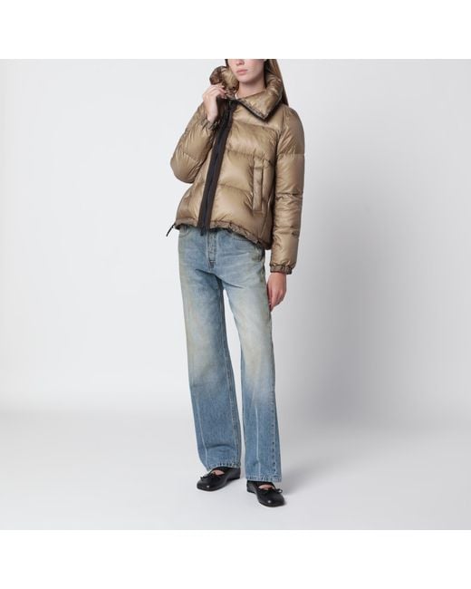 Sacai Brown Down Jacket With Asymmetrical Zip