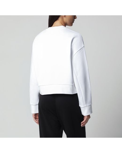 Moncler White Cotton Sweatshirt With Embroidered Logo