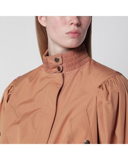 Chloé Brown Ruched Short Cotton Poplin Jacket