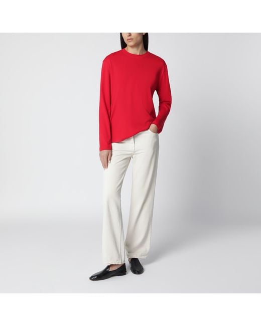 Flore Flore Red Maggie Organic Cotton Long-Sleeve Top