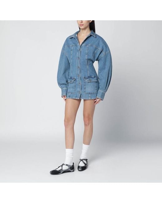 The Attico Blue Light Denim Mini Dress