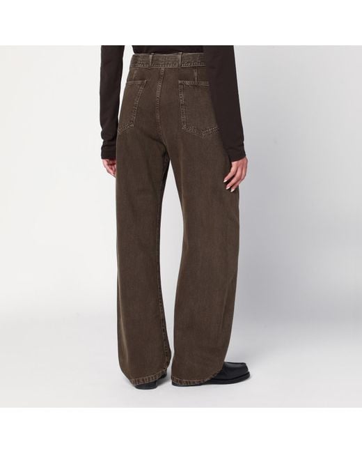 Lemaire Brown Denim Trousers With Belt