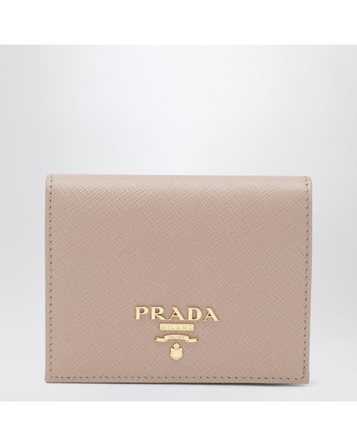 Prada Brown Small Powderpink Saffiano Wallet