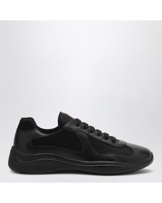 Prada Black America's Cup Leather And Fabric Bike Sneaker for men