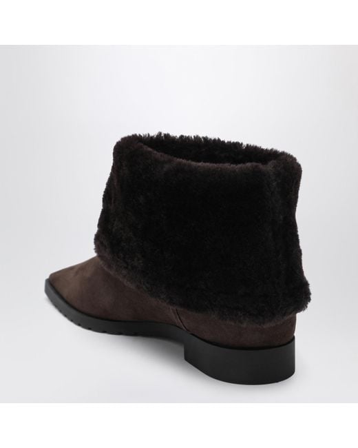 Totême  Black Suede And Shearling Ankle Boots