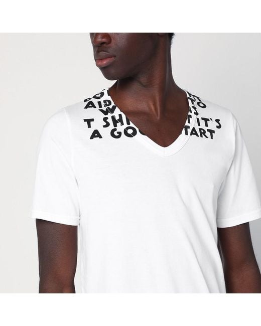 MM6 by Maison Martin Margiela Weißes Aids-Baumwoll-T-Shirt in Blue für Herren