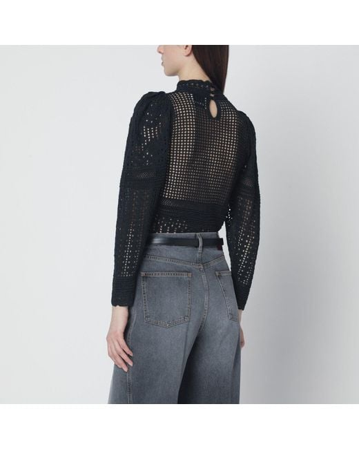 Isabel Marant Black Dahara Openwork Knit Top