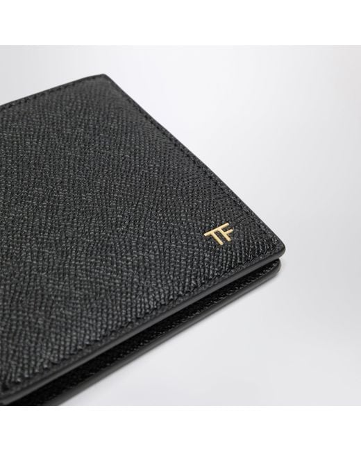 Tom Ford Black T-Line Bi-Fold Leather Wallet for men