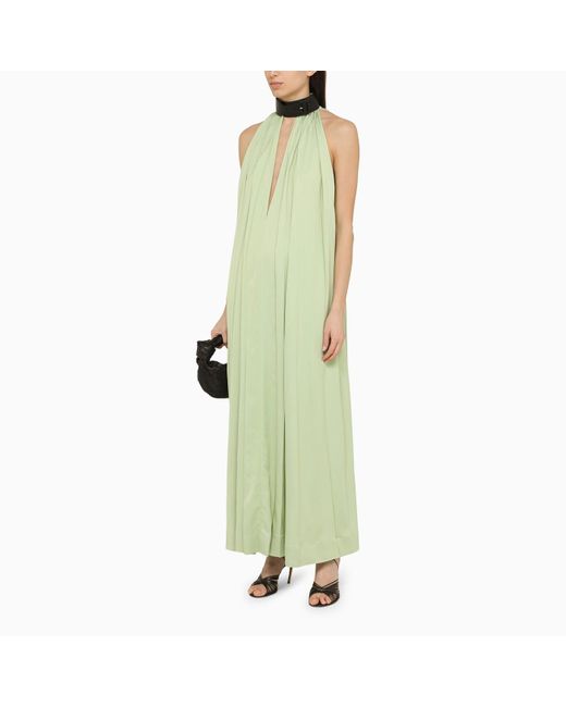 Ferragamo Green Dress With Contrasting Collar
