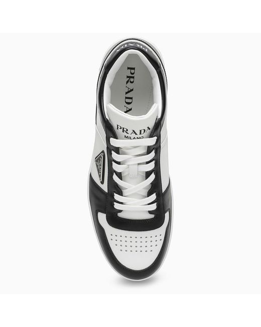 Sneaker downtown bianca/nera in pelle di Prada in Black da Uomo
