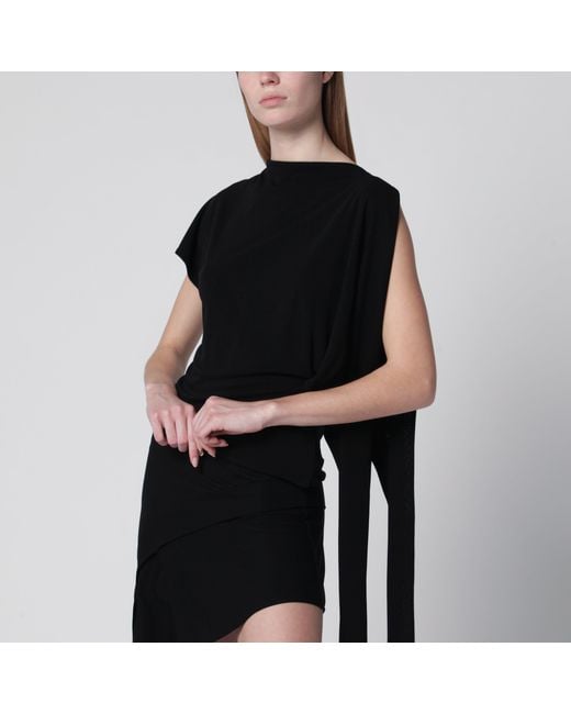 Francesco Murano Black Asymmetric Viscose Top