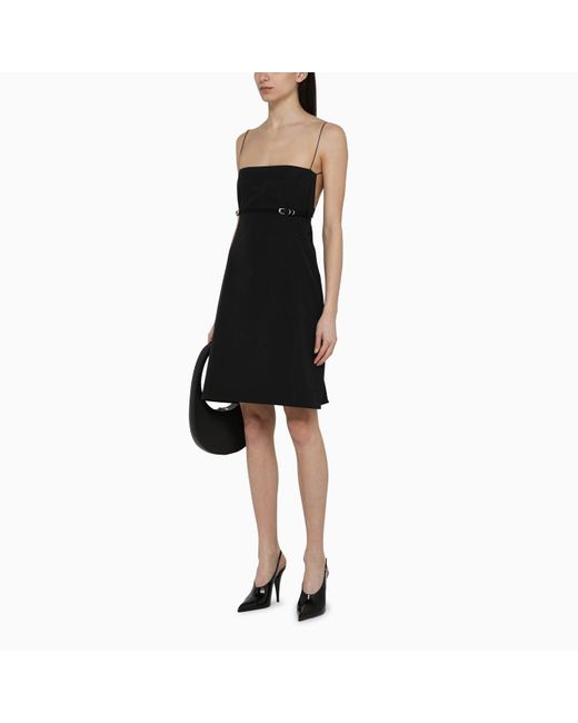 Givenchy Black Cotton Blend Mini Dress With Straps