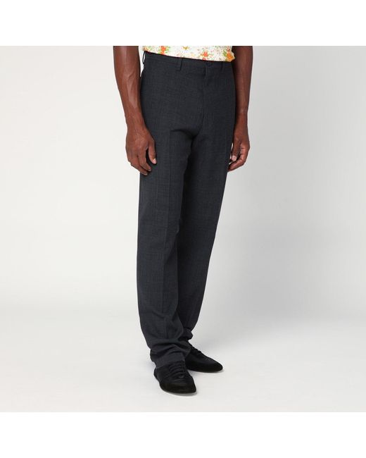 Prada Blue Anthracite Wool Trousers for men
