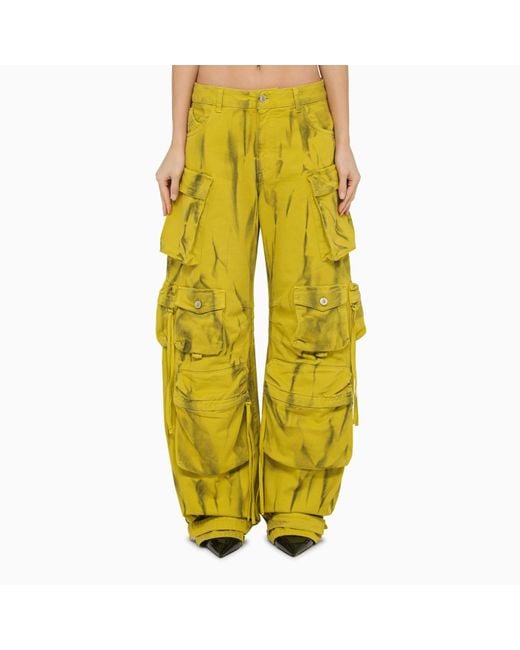 The Attico Yellow Fern Cargo Trousers Hazelnut/Eden