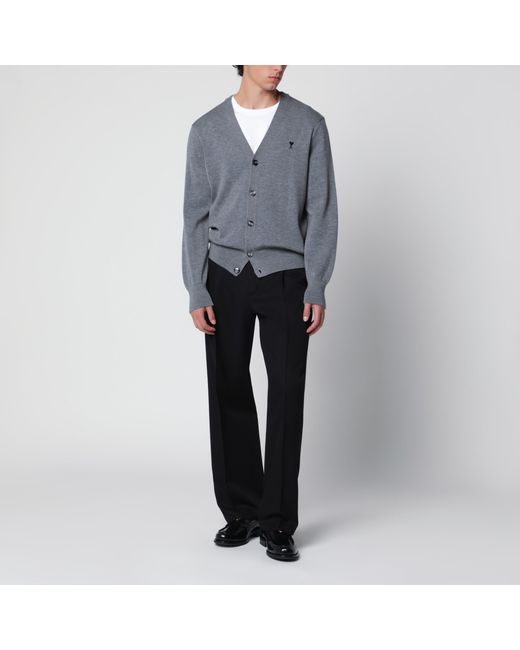 AMI Gray Ami De Coeur Cardigan for men