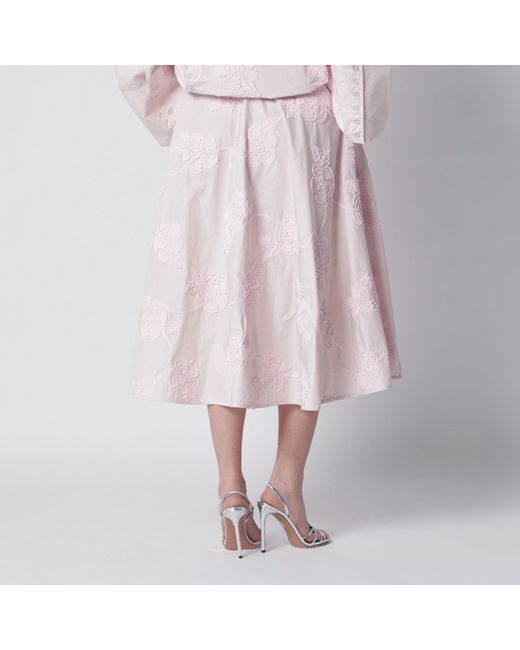 ROTATE BIRGER CHRISTENSEN Pink Orchid Skirt With Floral Embroidery