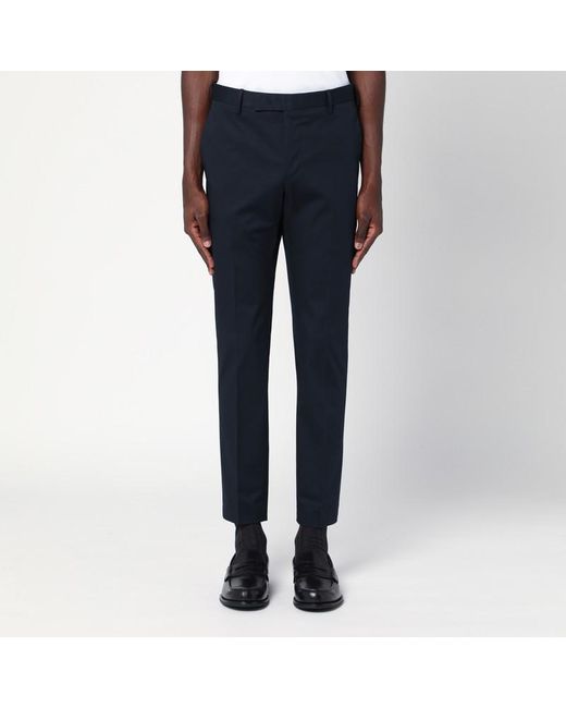 PT Torino Blue Slim-fit Cotton Trousers for men