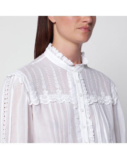 Isabel Marant White Lonzie Cotton Voile Shirt