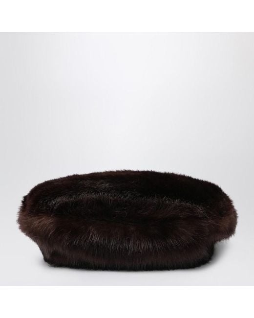 Stand Studio Brown Solene Beret In Fur