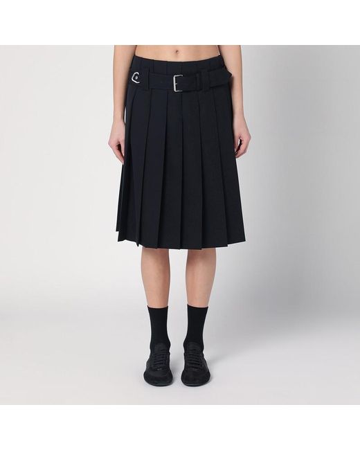 Gonna a pieghe in gabardine di Prada in Black