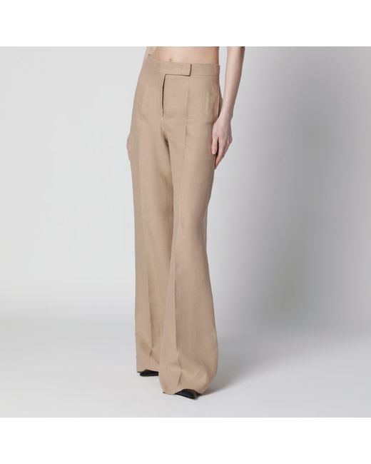 Max Mara Natural Regular-Fit Linen Natté Trousers